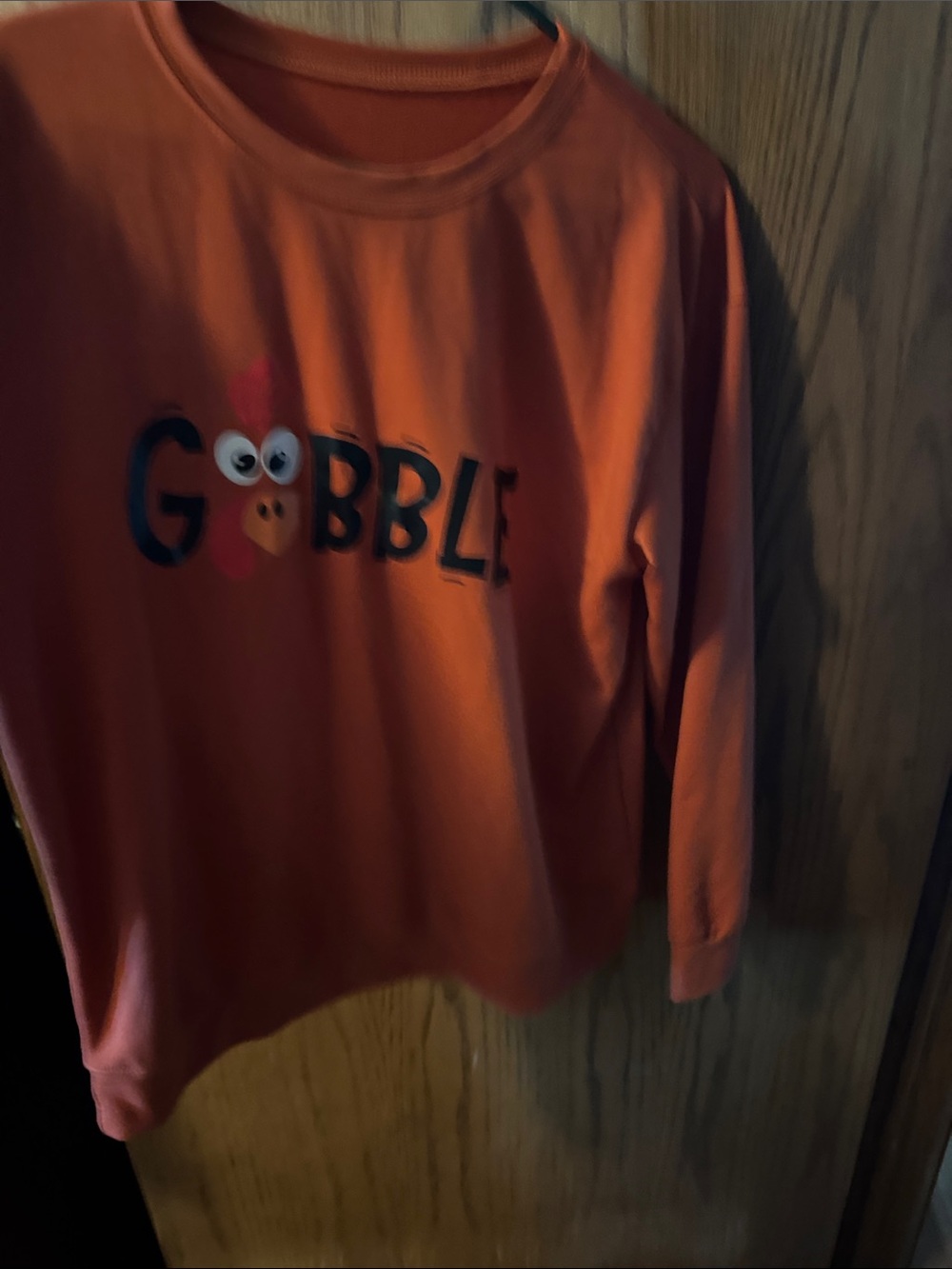 SHEIN Orange Long-Sleeve "GOBBLE" Graphic Tee